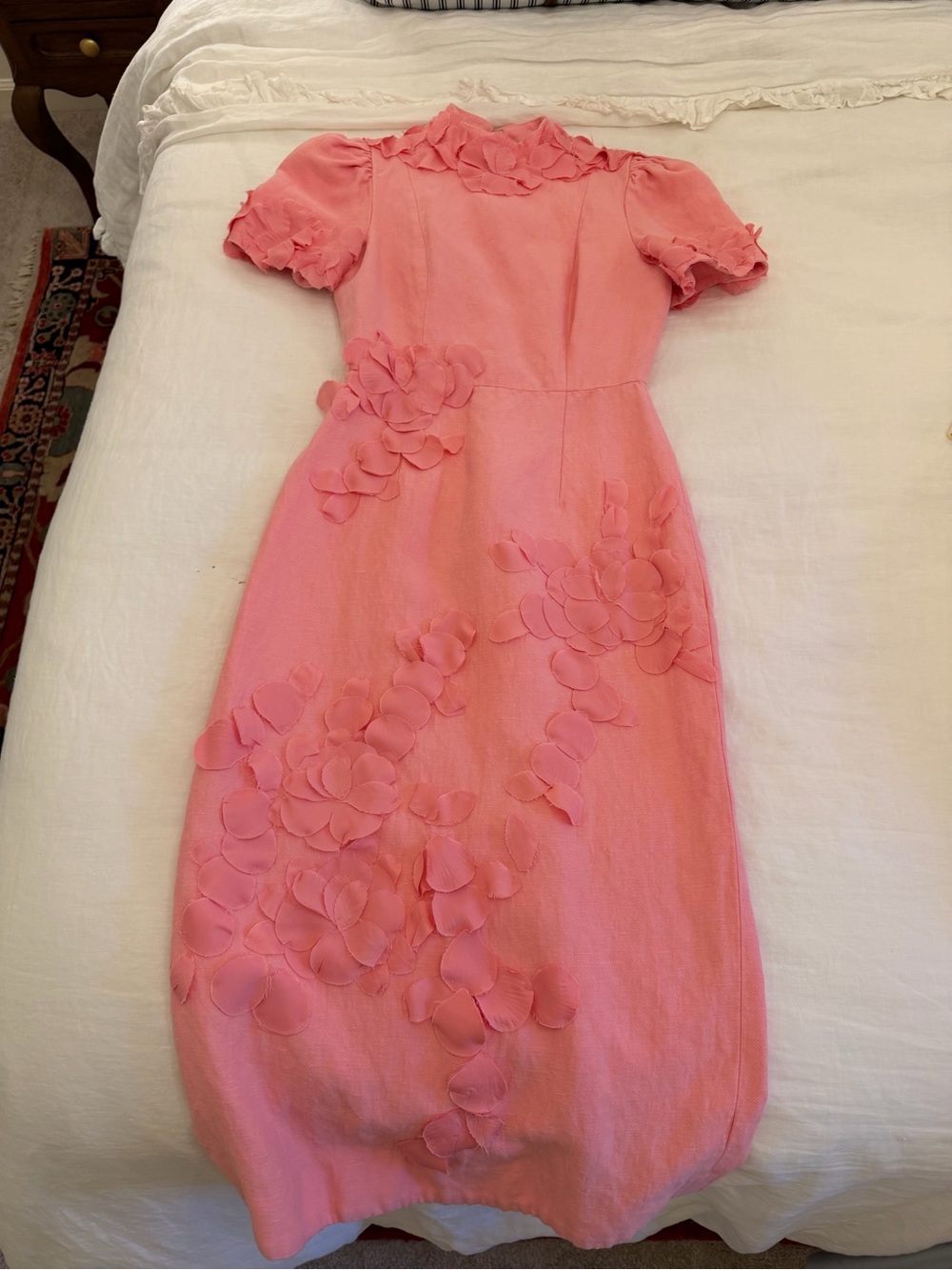 ANTONIO MELANI Pink Floral Appliqué Formal Dress